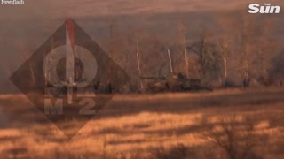 Ukrainian troops destroy Russian tank convoy in huge explosions in Donetsk