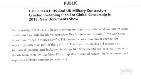 Greg Reese Special Report: CTIL Files & Sweeping Plan for Global Censorship Exposed