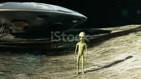 Flying saucer ufo heading toward Earth from the moon