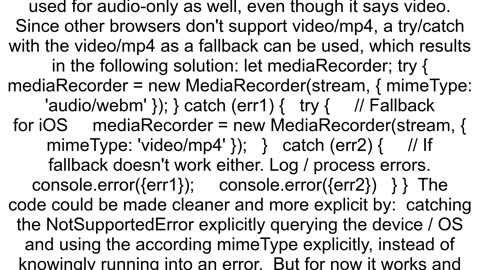 MediaRecorder iOS 146 mimeType not supported