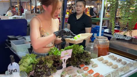 Hardworking Thai Girl Creates Amazing Fresh Spring Rolls Thai Street Food