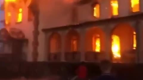 Church on fire at Kiev