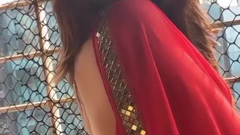 Hot Girl in red Saree