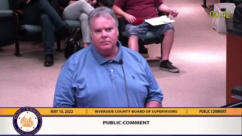 Riverside County citizen addresses Supervisor Chuck Washington, May 10, 2022.