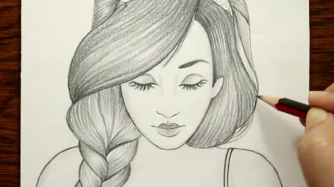 Beautiful girl pencil sketch 🤗