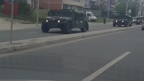 K. Mitrovica-Vučitrn an hour ago, 35+ KFOR vehicles (Lithuanians and Italians)