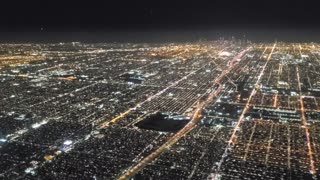 Night flight over Chicago