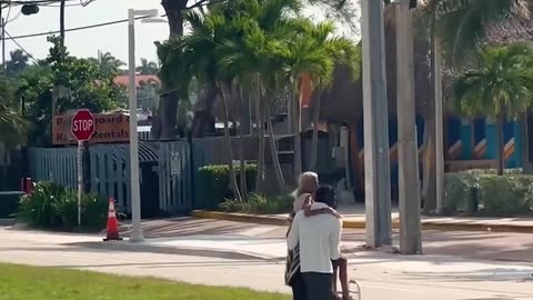 Altruistic men get out of car to assist elderly female