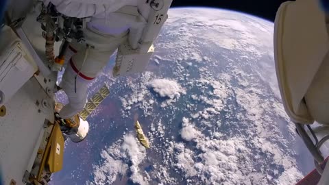 Astronaut accidentally lose a shield in space (Go pro )