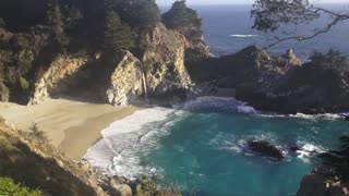 Waterfall by the beach