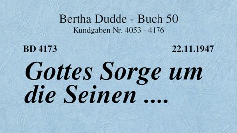 BD 4173 - GOTTES SORGE UM DIE SEINEN ....