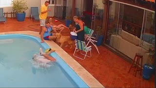 Guy Dives into Pool After Dropping His Phone