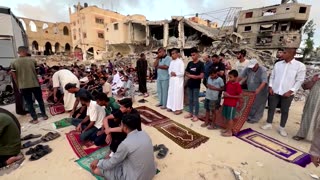 Palestinians in Khan Younis hold Eid al-Adha prayers