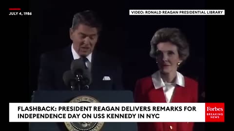 FLASHBACK- President Reagan Delivers Independence Day Address On Board The USS Kennedy In NYC