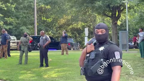 Eerie video shows heavily armed police outside Fulton County Jail ahead of Trump arrest