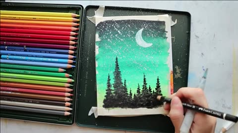 Easy painting with watercolor pencil for beginners
