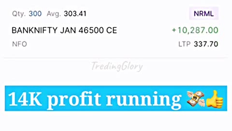 Today Bank Nifty Buying option trading call side option CE 14K profit running in zerodha kite app