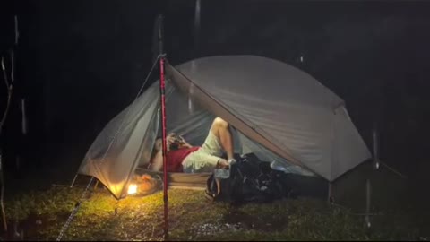 Camping in the rain.Sleeping in the rain