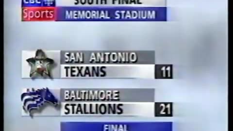 San Antonio Texans vs. Baltimore Stallions - South Division Final - Nov. 12, 1995