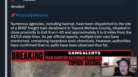 ALERT: Freight Train Carrying Hazardous Toxic Materials Has Derailed in Mohave County, AZ