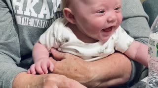 Baby Belly Laughs at Crinkling Water Bottle