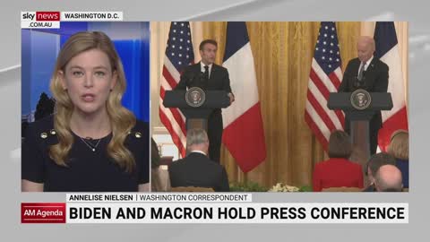 Biden and Macron present united front at joint media conference