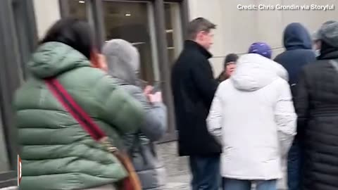 Customers Line Up Outside SVB Branch in Boston