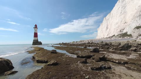 VR 180 3D Eastbourne Lighthouse from beach