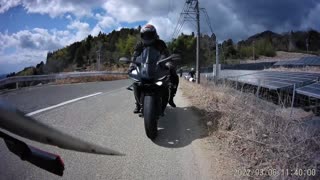 【バイク転倒】YAMAHA R1 Good job(๑و•̀ω•́)وMotorcycle accident site