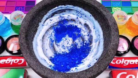 Satisfying Video How To Make Toothpaste Slime Mixing Eyeshadow Glitter Makeup Cosmetics GoGo ASMR