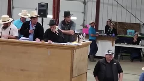 11 yr old auctioneers at Middlefield Ohio standardbred driving horse sale. May 28 2022