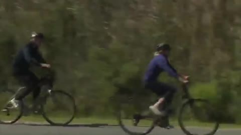 The President and First Lady Enjoying a Bike Ride Near the Beach this afternoon