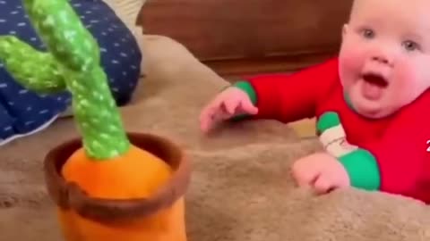 4 March 2023 |Cute Babies Playing with Dancing Cactus (Hilarious)Cute Baby Funny Videos