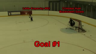 Little Kopecky scores a hat-trick against Chicago Blackhawks goaltender Cristobal Huet