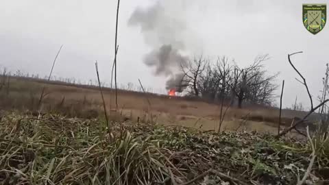 Ukrainian Soldiers Capture Russian Tank Burst Into Flames From Near Distance