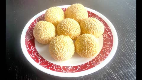 4 ingredients sesame balls Low sugar No baking powder Quick Easy Air Fryer