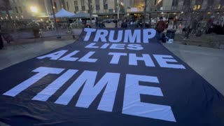 “Trump lies all the time” banner unfurled in Manhattan