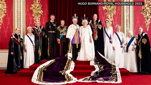 Photo of King Charles and Queen Camilla in the Throne Room at Buckingham Palace