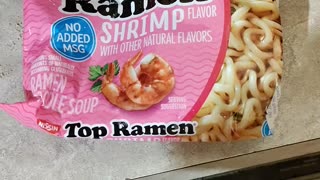 Eating Nissin Top Ramen Shrimp Flavor, Dbn, MI, 9/22/23