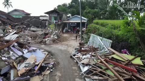 Indonesia: drone footage shows devastation in Java after earthquake
