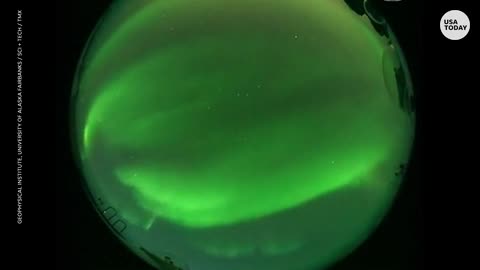 A SpaceX launch in California created a white spiral to appear amid the aurora borealis in Alaska.