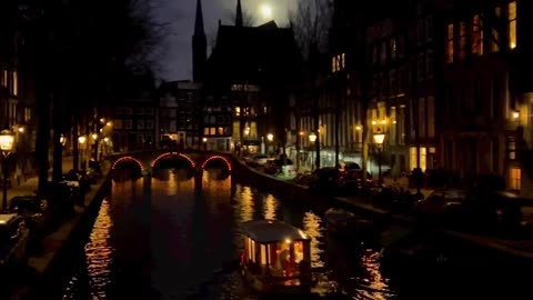 Amsterdam 🤩 night moon 🌝