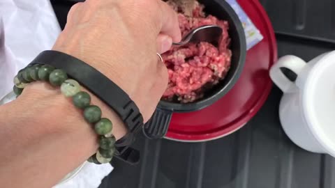 Carnivore diet nomad style with mini cooker camping Artist