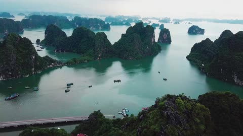 Aerial Drone View of Enchanting Vietnam Halong Bay