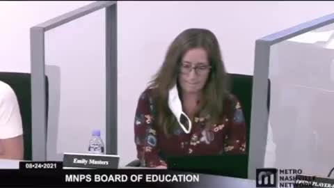 Mask Mandate Supporting School Board Member REMOVES Mask To Make It Easier To Read