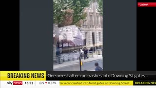 Car hit the main gates at Downing Street in London