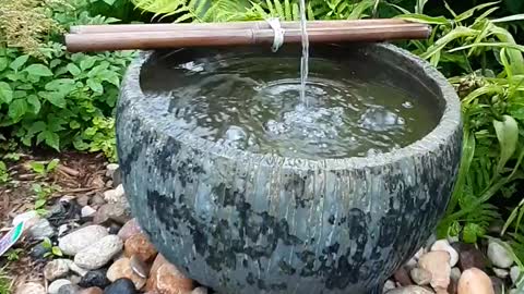 Beautiful mini waterwheel in the garden