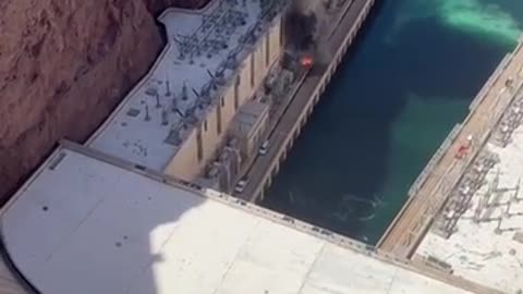 Explosion at Hoover Dam in Nevada, USA.