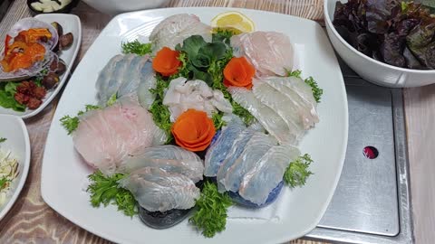 Flatfish sashimi from the sea