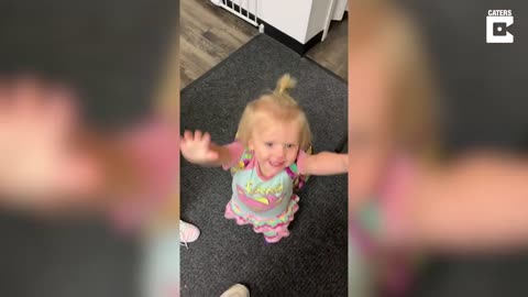 Excited Toddler Runs To Dad After Class